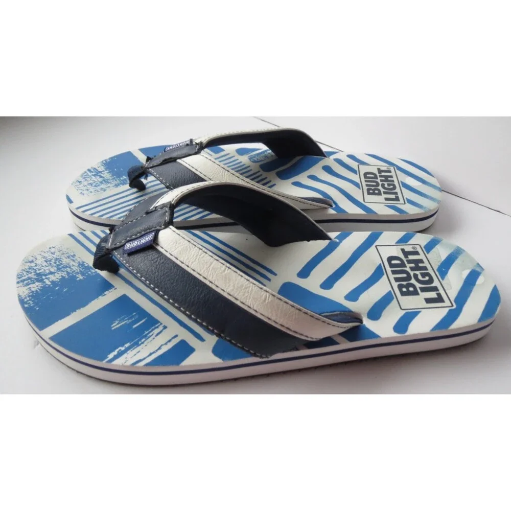 Mens Bud Light Flip Sandals Flop‎ Size 7 Bottle Opener in Sole